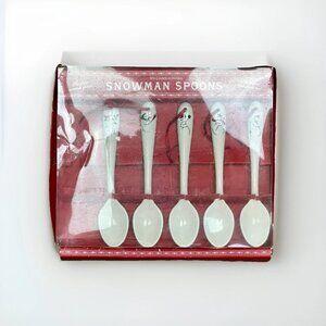 ⛄ NEW Williams Sonoma Ceramic Snowman Spoons – Set of 5 – Holiday Boxed 🎄